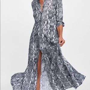 Zara snake print button down maxi